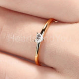 0.2ct Heart Cut Simulated Diamond Minimalist Solitaire Ring 14k Rose Gold Plated