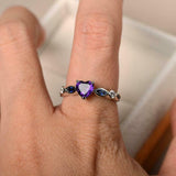 1ct Engagement Ring Heart Cut Amethyst Solitaire with Accent 14k White Gold Over