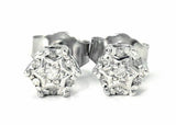 0.15ct Round Cut Diamond Star Round Design Stud Earrings 14k White Gold Finish