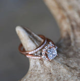 1.5ct Cushion Cut VVS1D Diamond Engagement Ring 14k Rose Gold Finish Bridal Set