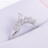 2.1ct Marquise Cut Diamond Engagement Ring Princess Crown 14k White Gold Finish