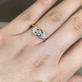 1ct Round Cut Diamond Engagement Ring Solitaire Trilogy 14k Yellow Gold Finish