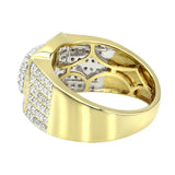 5Ct Round Diamond Cluster Halo Accent Men Engagement Ring 14K Yellow Gold Finish