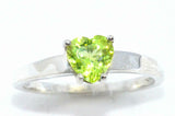 1ct Engagement Ring Heart Cut Green Peridot Solitaire Women 14k WhiteGold Finish