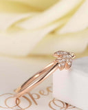 Open Cuff Fish Sea Engagement Ring 0.3ct Round Cut Diamond 14k Rose Gold Finish