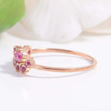 1.5ct Round Cut Pink Ruby Engagement Ring Promise Cluster 14k Rose Gold Finish