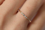 Trilogy Minimalist Engagement Ring 0.3ct Baguette Diamond 14k Yellow Gold Finish