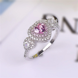 2.5ct Heart Cut Pink Sapphire Engagement Ring 14k White Gold Finish Double Halo