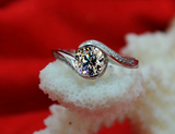 1ct Round Cut Diamond Engagement Ring 14k White Gold Over Swirl Accent Solitaire