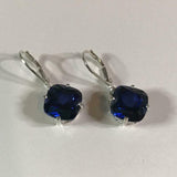 2ct Dangle Earrings Cushion Blue Sapphire Solitaire LeverBack 14k WhiteGold Over