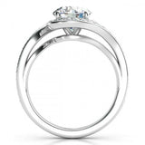 2.5ct Round Cut VVS1D Diamond Swirl Halo Engagement Ring 14k White Gold Finish