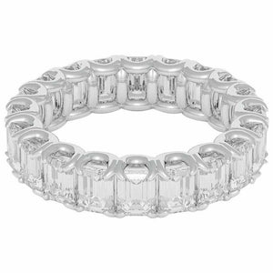 5.4ct Emerald Cut Diamond Wedding Ring Band Full Eternity 14k White Gold Finish