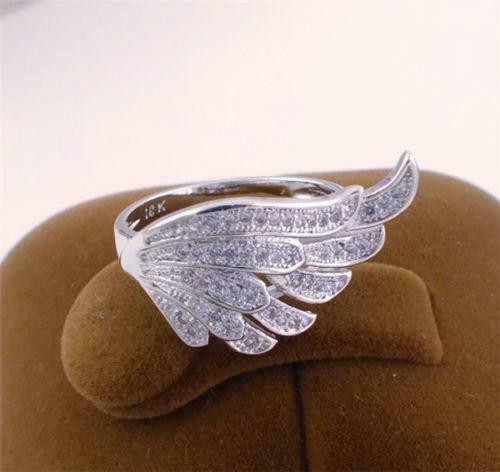 3Ct Round Cut Diamond Elegant Angel Wings Cocktail Ring 14K White Gold Finish