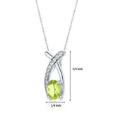 1.2Ct Oval Cut Green Peridot Dazzling Pendant 14K White Gold Finish NO CHAIN