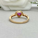 1.5ct Engagement Ring Heart Cut Pink Ruby Diamond Halo 14k Yellow Gold Finish