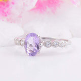 2ct Oval Cut Purple Amethyst Engagement Ring Diamond Accents 14k White Gold Over