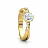 1.6ct Engagement Ring Round Cut Diamond Halo Floral Split 14k Yellow Gold Finish