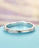 0.5ct Round Cut Diamond Milgrain Eternity Wedding Ring Band 14k White Gold Over