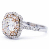 3.7ct Cushion Cut VVS1D Diamond Engagement Ring Double Halo 14k Dual Gold Finish