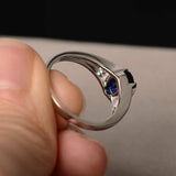 1ct Oval Cut Blue Sapphire Trilogy Wedding Engagement Ring 18k White Gold Finish