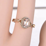 1.3ct Oval Cut Peach Morganite Infinity Engagement Ring 14k Yellow Gold Finish