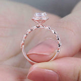 2ct Round Diamond Bridal Set Halo Engagement Ring Twist Band 14k Rose Gold Over