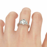 3Ct Oval Cut Diamond Trilogy Engagement Ring 14K White Gold Over Marquise Accent