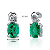 2Ct Oval Cut Green Emerald Diamond Petite Stud Earrings 14K White Gold Finish