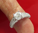 3Ct Round Cut Diamond Shank Milgrain Vintage Engagement Ring 14K White Gold Over