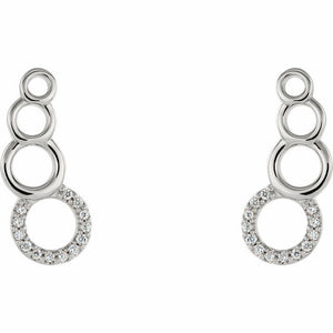 0.3ct Round Cut VVS1 Diamond Circles Ear Climber Earrings Women 14k White Finish