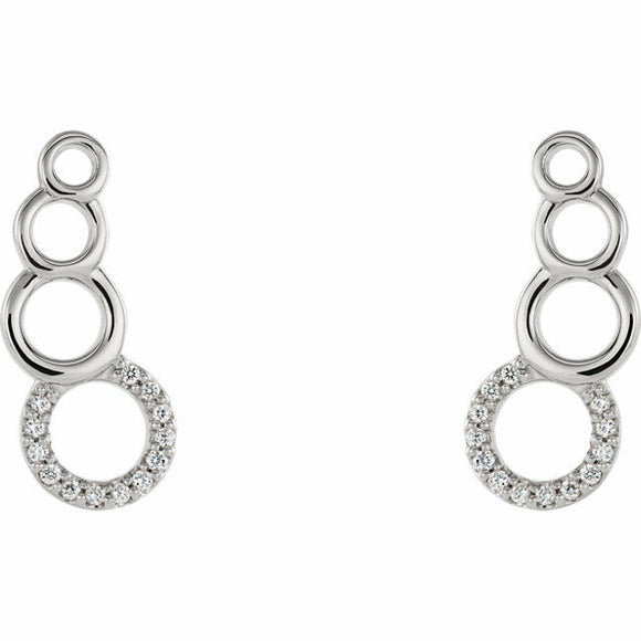 0.3ct Round Cut VVS1 Diamond Circles Ear Climber Earrings Women 14k White Finish