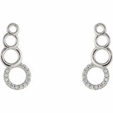 0.3ct Round Cut VVS1 Diamond Circles Ear Climber Earrings Women 14k White Finish