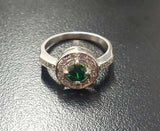 2ct Engagement Ring Round Cut Green Emerald Diamond Halo 14k White Gold Finish