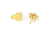 Bird Open Heart Minimalist Stud Earrings 0.2ct Round Diamond 14k YellowGold Over