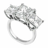 3Ct Princess Cut Diamond Three Stone Solitaire Engage Ring 14K White Gold Finish