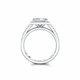 Halo Solitaire Engagement Ring 1.35ct Emerald Cut Diamond 14k White Gold Finish