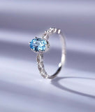 1.2ct Oval Cut Aquamarine Engagement Ring Milgrain Art Deco 14k White Gold Over