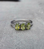 2ct Engagement Ring Oval Cut Green Peridot Solitaire Trilogy 14k White Gold Over