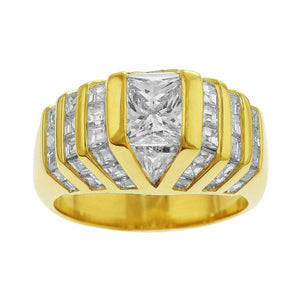 5Ct Princess Cut Diamond Cocktail Iced Engagement Ring 14K Yellow Gold Finish