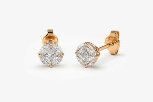 1.5ct Stud Earrings Marquise Cut Diamond Cluster Design 14k Rose Gold Finish