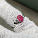 1ct Engagement Ring Oval Cut Pink Ruby Twist Swirl Solitaire 14k White Gold Over