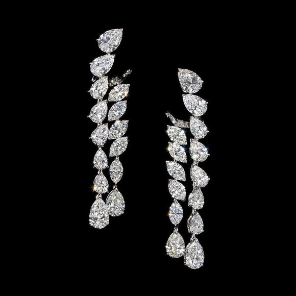 6ct Pear Marquise Cut Diamond Cocktail Party Drop Earrings 14k White Gold Finish