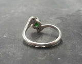 0.6ct Princess Cut Green Emerald Twist Swirl Solitaire Ring 14k WhiteGold Finish