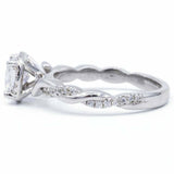 2.4ct Cushion Cut Diamond Engagement Ring Twist Shank Halo 14k White Gold Finish