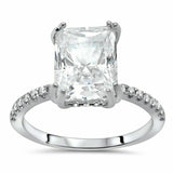 2Ct Radiant Cut Diamond Hidden Halo Accent Solitaire Ring 14K White Gold Finish