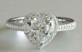 2ct Heart Cut Diamond Engagement Ring Halo Accent Solitaire 14k WhiteGold Finish