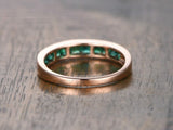 2ct Princess Cut Green Emerald Channel Set Half Eternity Band 14k Rose Gold Over