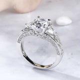 3Ct Oval Cut Diamond Trillion Accent Vintage Engagement Ring 14K White Gold Over