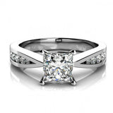 1.3ct Princess Cut Diamond Accent Solitaire Engagement Ring 14k White Gold Over