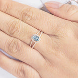 2.2ct Oval Cut Blue Aquamarine Engagement Ring Split Shank 14k Rose Gold Finish